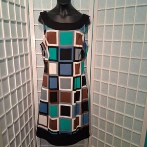 Connected Apparel Multicolor Geometric Dress 6422